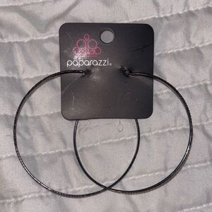 Paparazzi Gunmetal Sleek Hoop Earrings